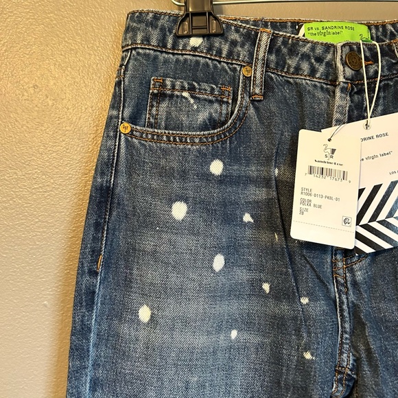 NWT Free People Sandrine Rose Sz 28/US 6 Polka dot High-rise Skinny Jeans! - Picture 2 of 16